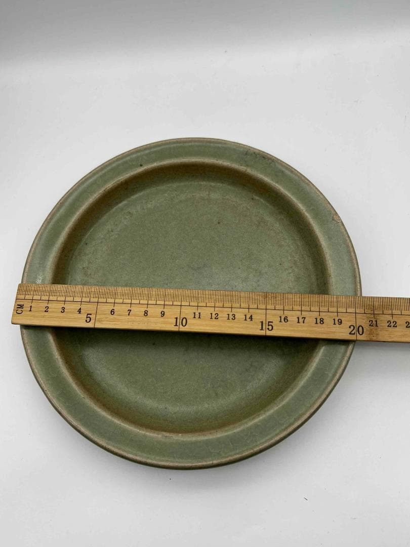 明時代 青磁 龍泉窯盤 青磁皿 唐物 古賞物 時代物 旧家蔵出し(