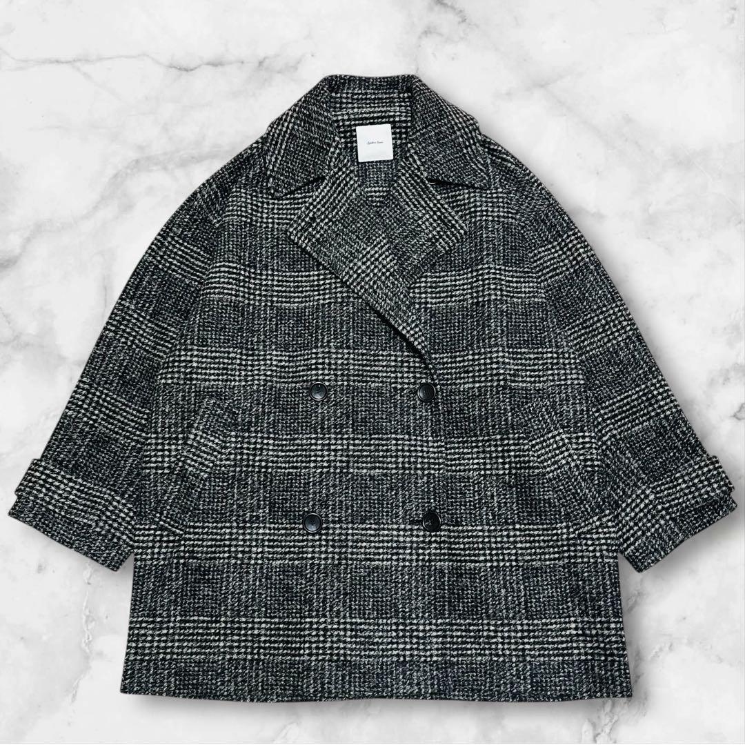 美品 24AW Spick & Span Wスライバーチェックハーフコート 38 - メルカリ