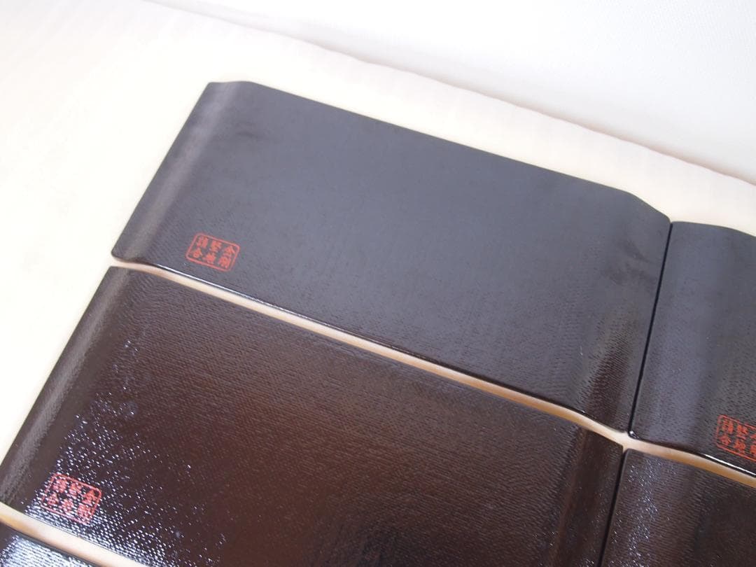 良品】根来塗 金剛堅地請合 味のある角盆 6客 角