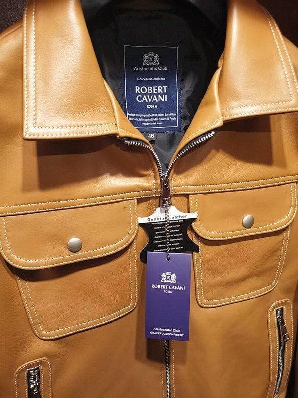 ROBERT CAVANI/ロベルトカバーニ 牛革・レザージャケット・茶色/XL