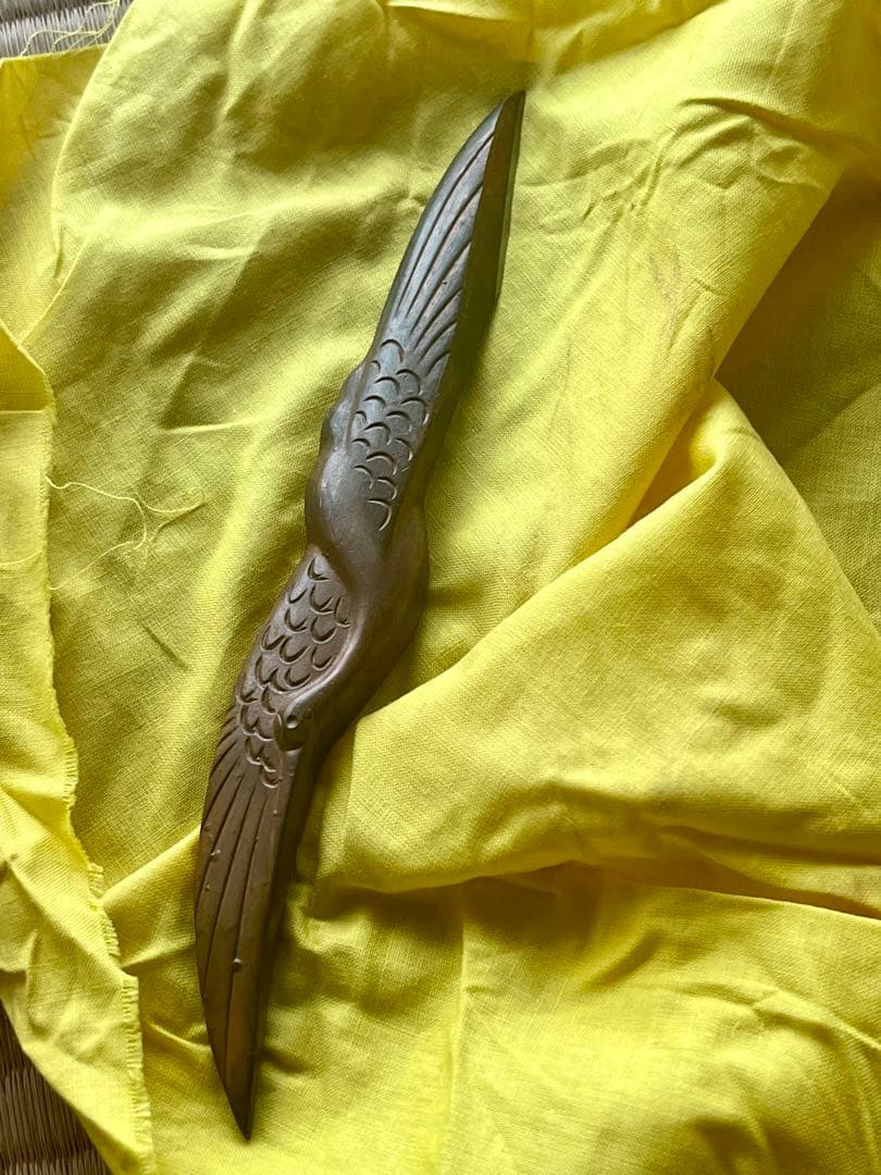 越後与板名工 石橋藤七 佩山作 鶴之図文鎮小刀