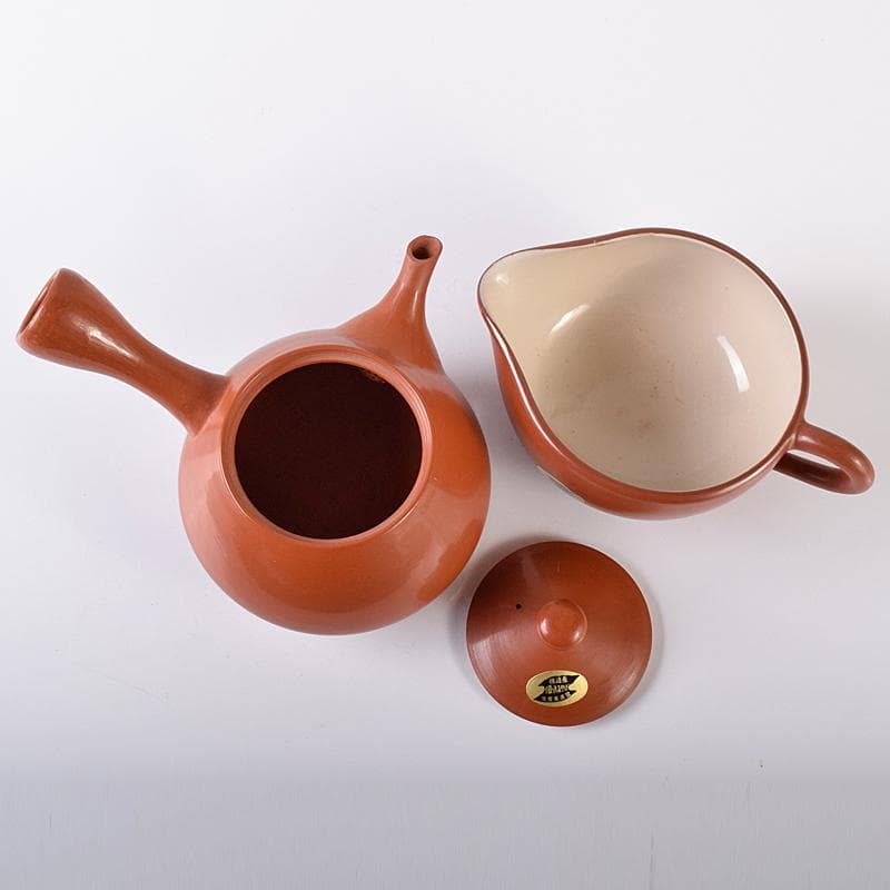 煎茶道具 佐渡無名異焼 丸山金水造 朱泥 茶器揃 共箱 M