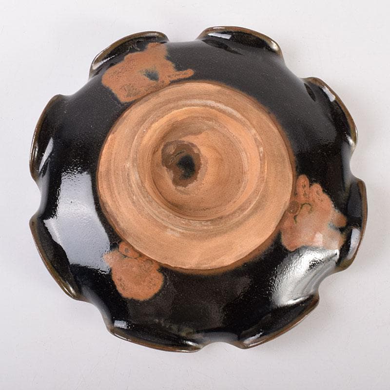 中国 吉州窯 黑釉 木葉天目 平皿 輪花皿 C 6905 中国 吉州窯