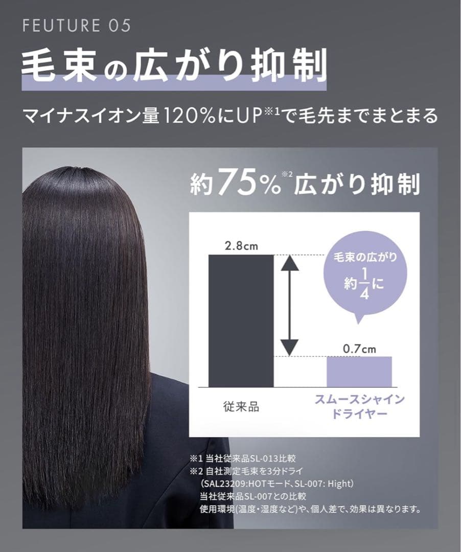 新品★ SALONIA スムースシャイン ドライヤー 大風量 速乾 軽量 グレー