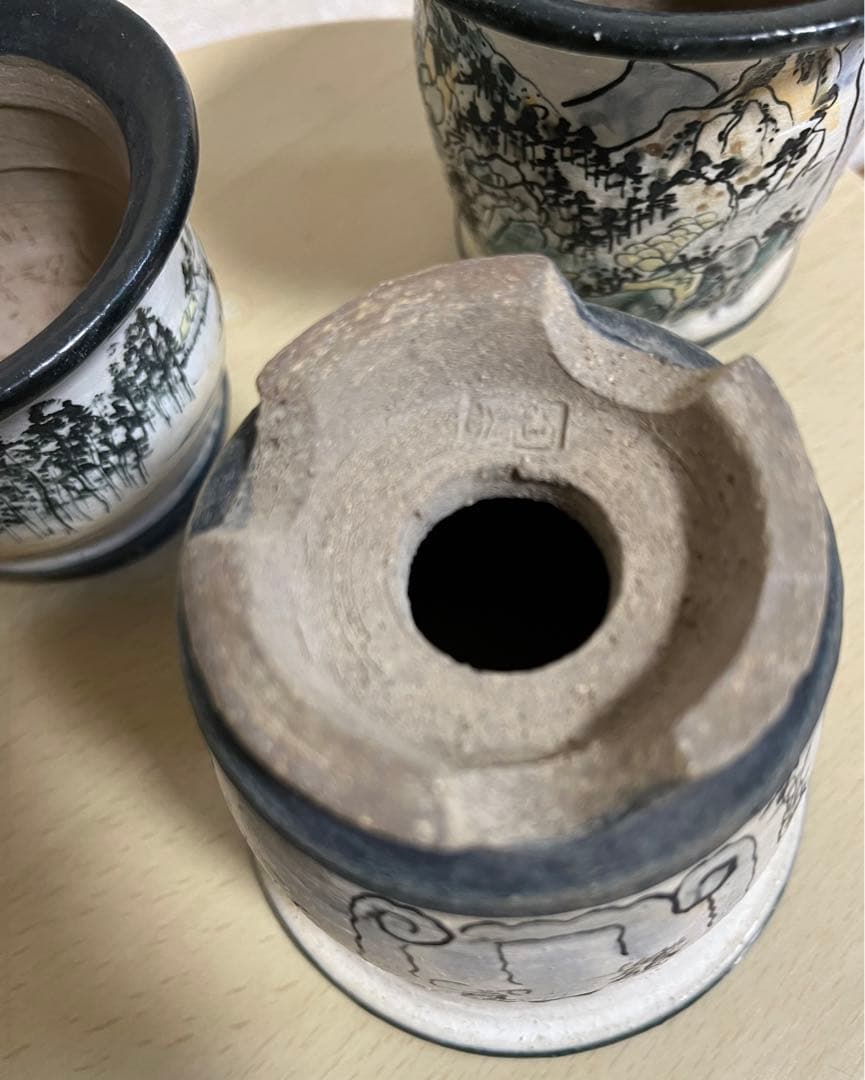 陶翠作 東海道五拾三次画 盆栽小鉢