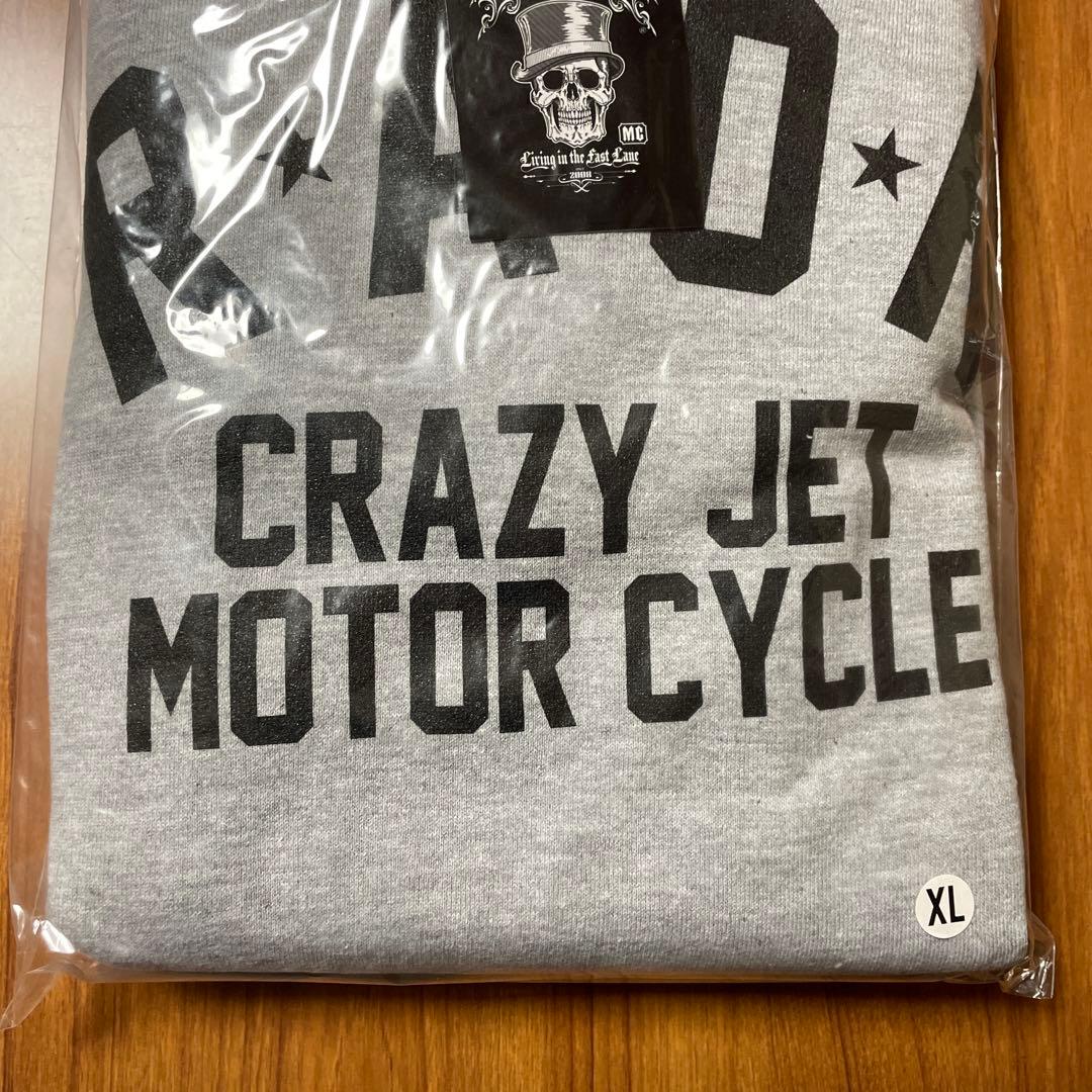 CRAZY JET MOTOR CYCLE パーカー　グレー　XLサイズ