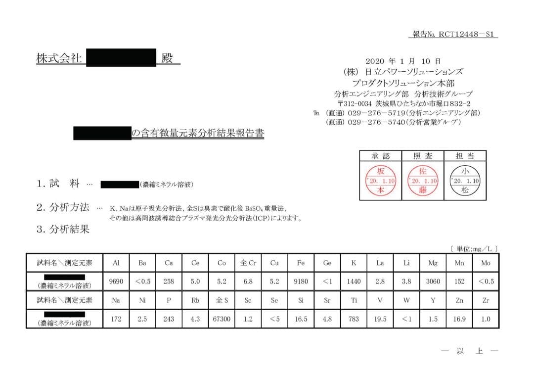 ミネラル原液 販売実績25年50種類以上のミネラル含有高品質 PFAS除去