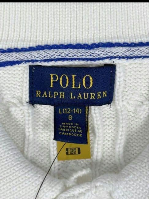 レディースPolo Ralph Lauren ホワイトニットポロシャツ Lサイズ