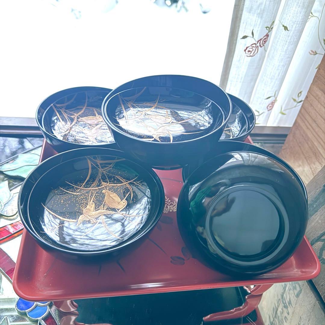 2245様感謝‼️JAPAN蒔絵かわせみ天然木伏蒔絵 芦にかわせみ真塗厚物椀