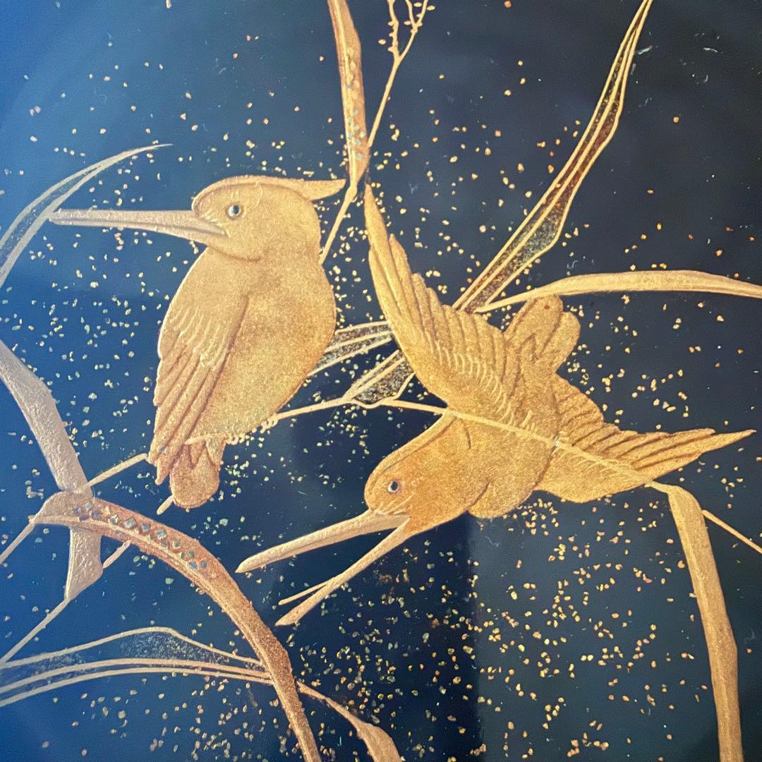 2245様感謝‼️JAPAN蒔絵かわせみ天然木伏蒔絵 芦にかわせみ真塗厚物椀