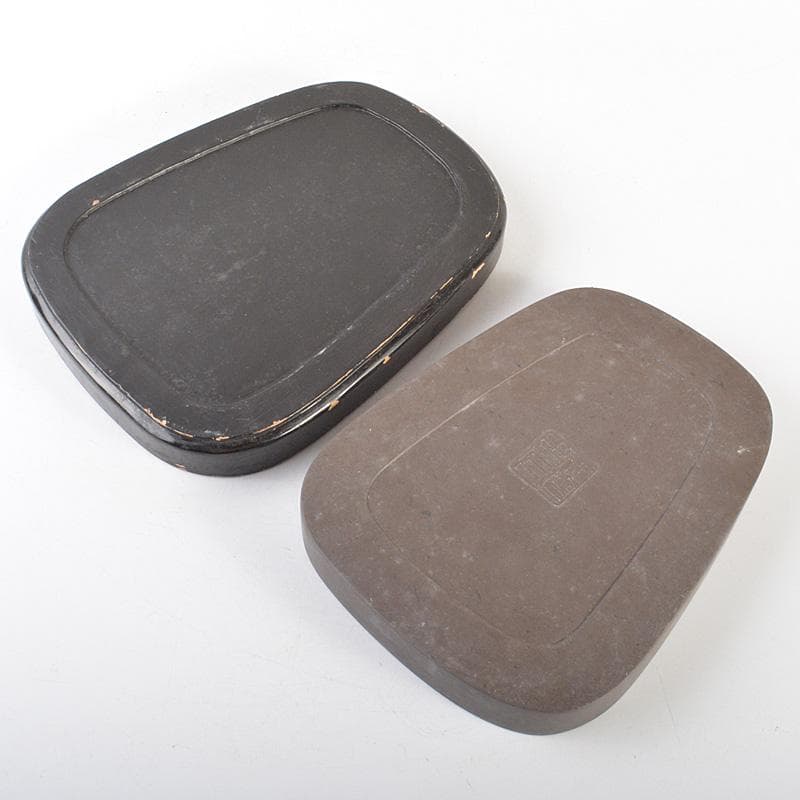 中国 書道具 神獣刻 端渓硯 唐木箱付 V R7390