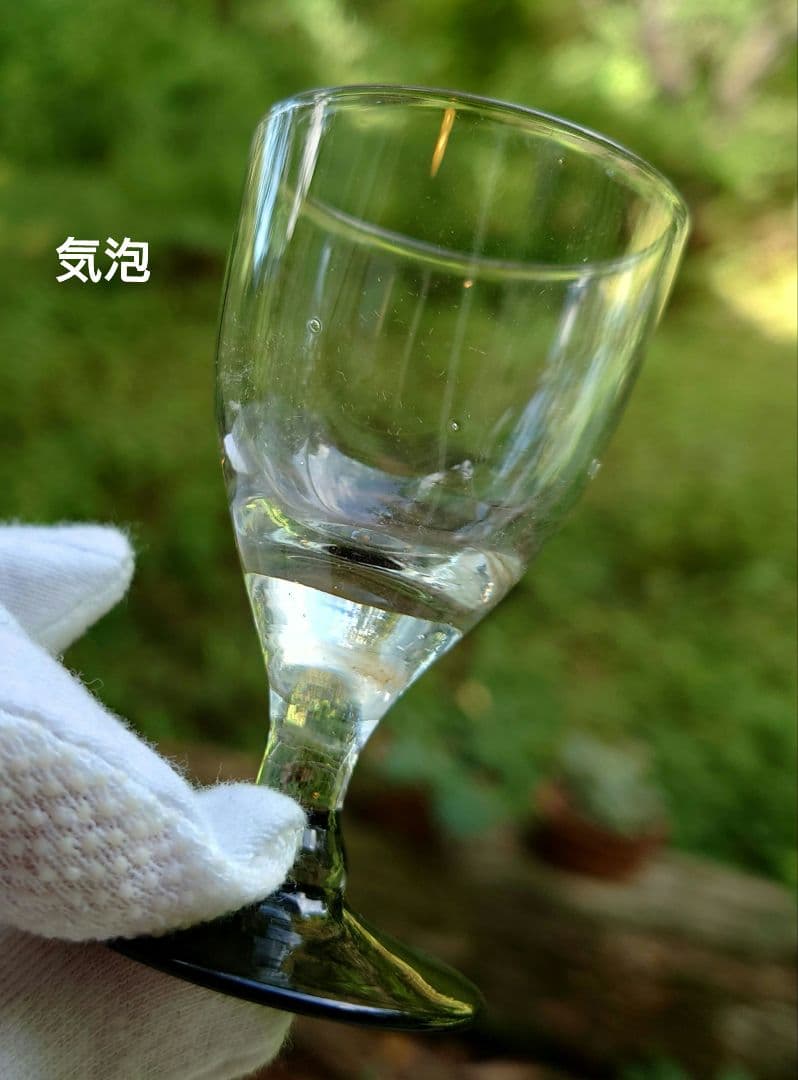 ショットグラス 紫 3個 アンティーク ワイングラス形 気泡入り