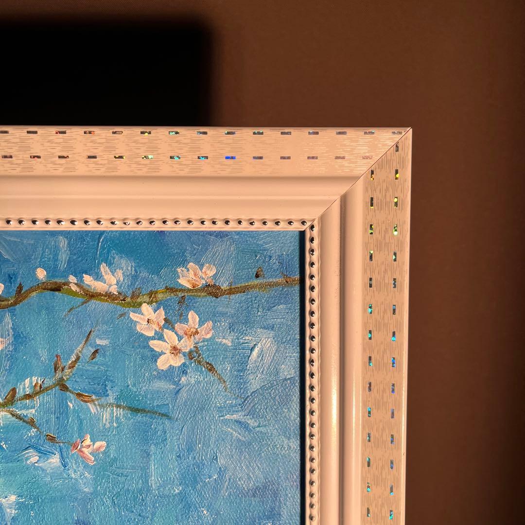 ★秀作★ 手書き油絵 ゴッホ 花咲くアーモンドの枝 額付 肉筆絵画 油彩画