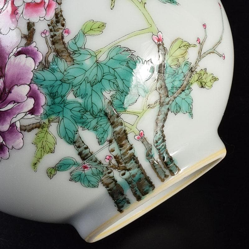 中国 大清乾隆年製 粉彩 牡丹文 長頸瓶 一輪挿 M