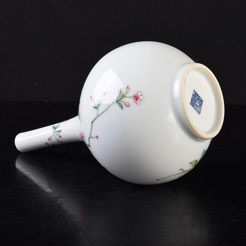 中国 大清乾隆年製 粉彩 牡丹文 長頸瓶 一輪挿 M