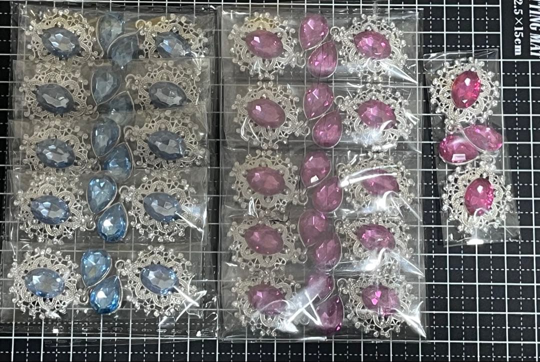 パール ビジュー ハート センター パーツ 藍色 18個