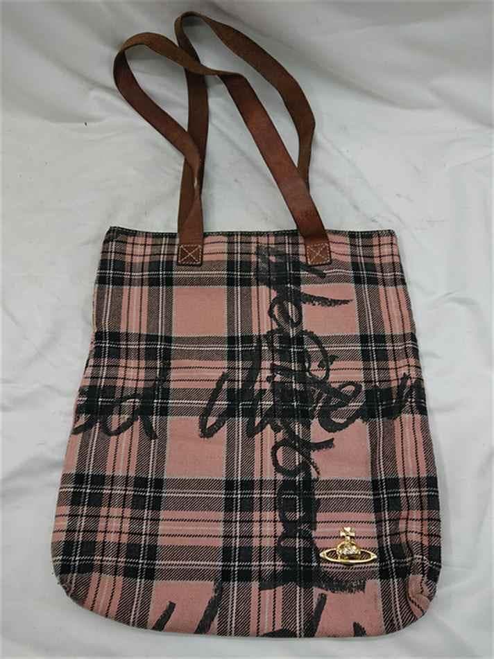 ◎ヴィヴィアン・ウエストウッド チェック柄トートバッグ ピンク系 レディース ヴィヴィアンウエストウッド チェック ハンドバッグ トートバッグ