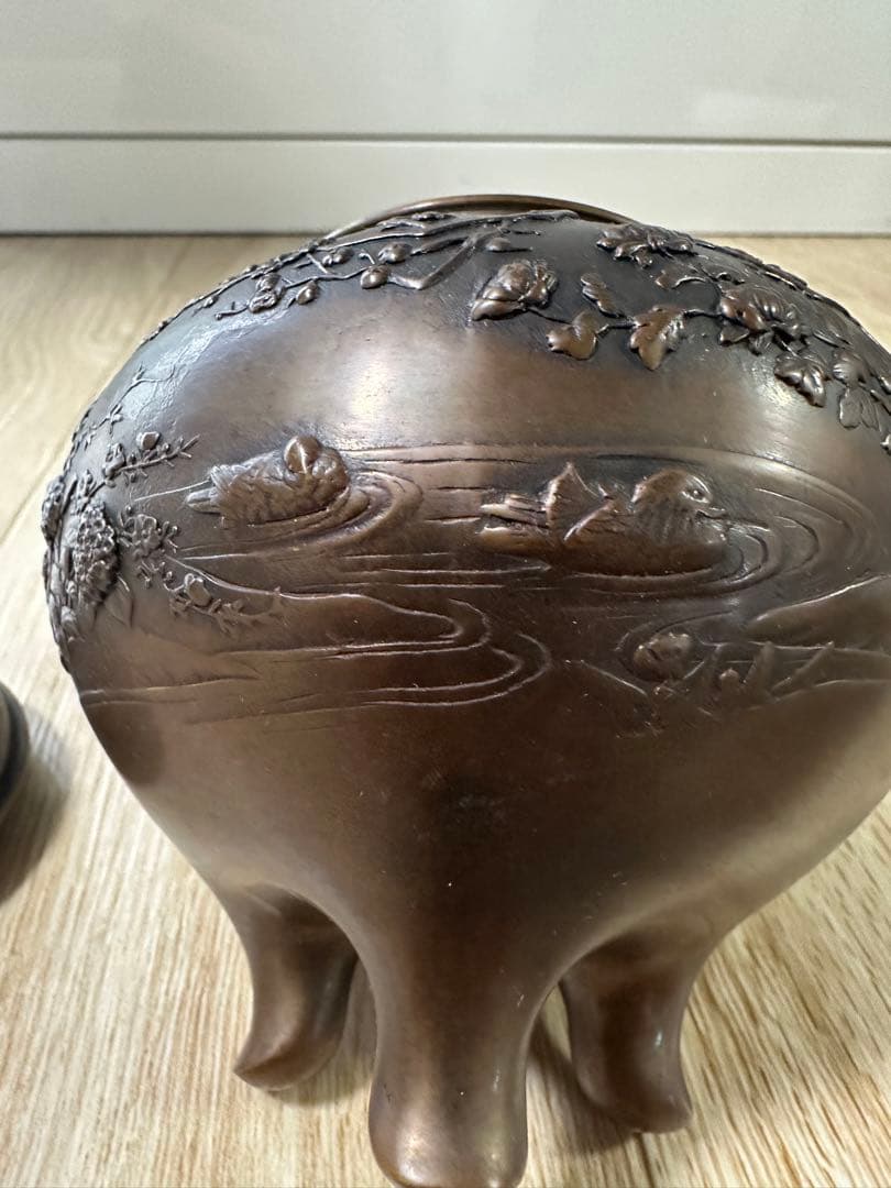 一点限り　高級　中古品　蝋型鋳銅 三つ足香炉 金工作家 村田宏作