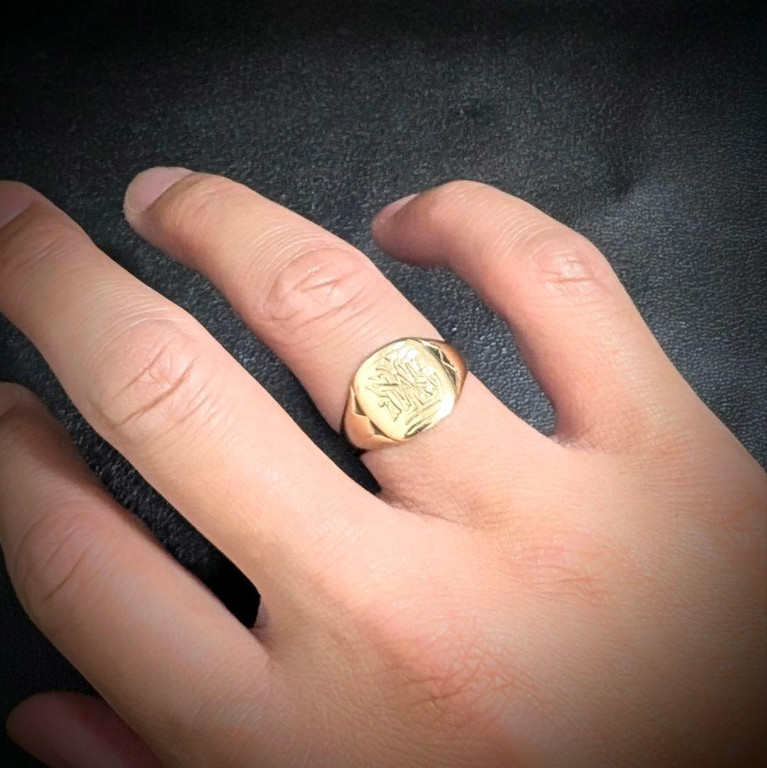 UK K9 モノグラム シグネット ゴールドリング 17号 ロンドン 1946