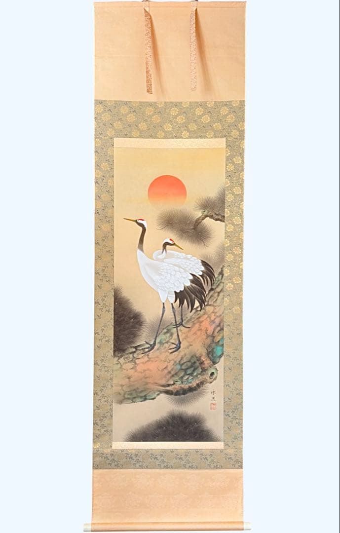 双鶴　珠洸 茶道具 掛け軸 掛軸 日本画 鶴 正月 200 双鶴 珠洸 茶道具 掛け軸 掛軸 日本画 鶴 正月 200 - メルカリ
