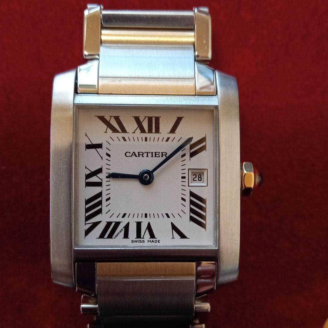 OH済/ベルト2色】カルティエ タンクフランセーズ SM コンビ ダイヤ