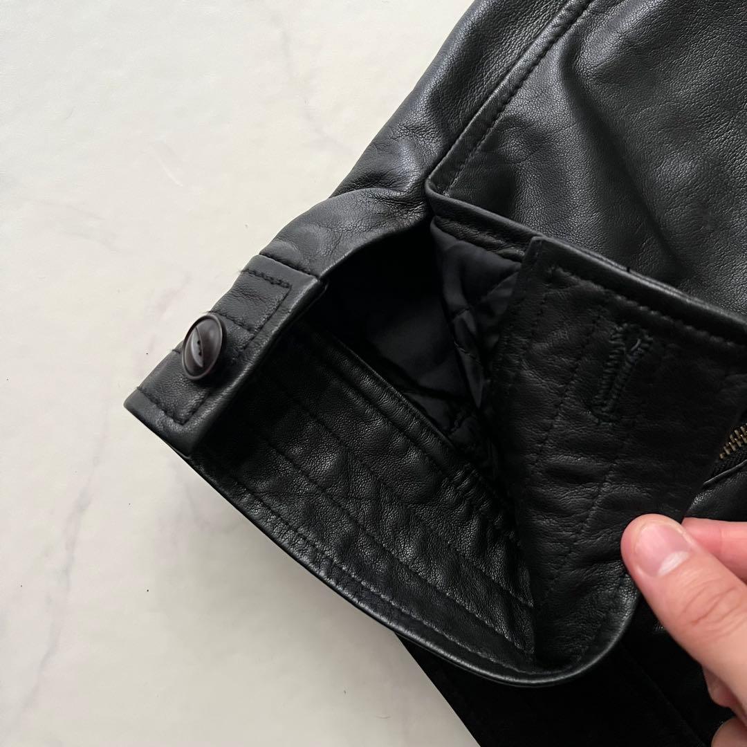 ノーリーズ レザージャケット 羊革 ブラック 黒 Wジップ L ラムレザー