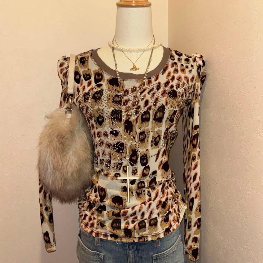 y2k 00s McBling 平成ギャル レオパード ヒョウ柄 ロンT 平成 - メルカリ