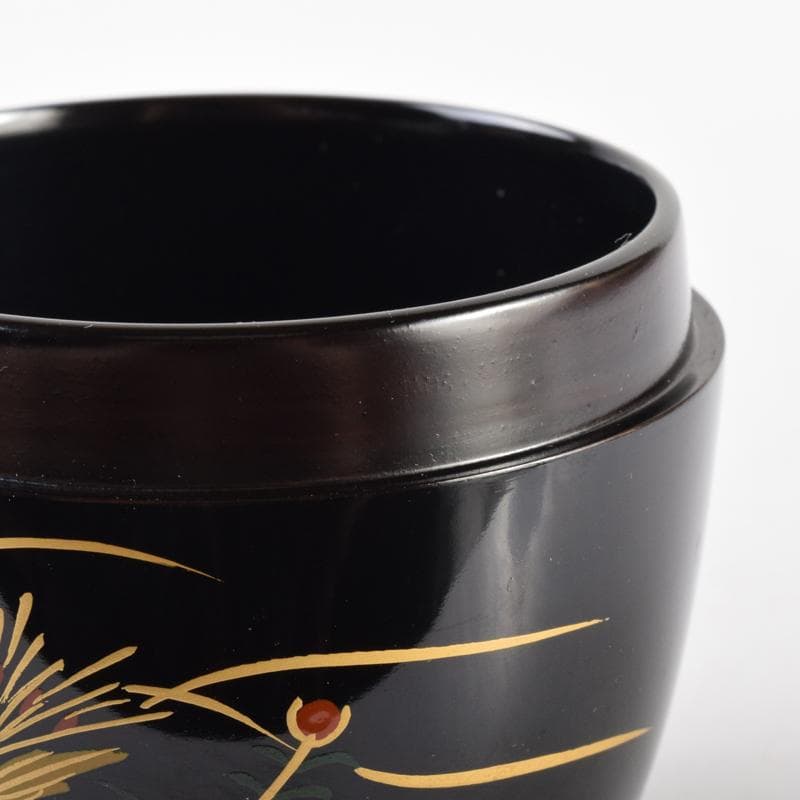 おんちゃん茶道具　大内塗　岡田忠亮作　金蒔絵花文　棗　共箱　V　7021