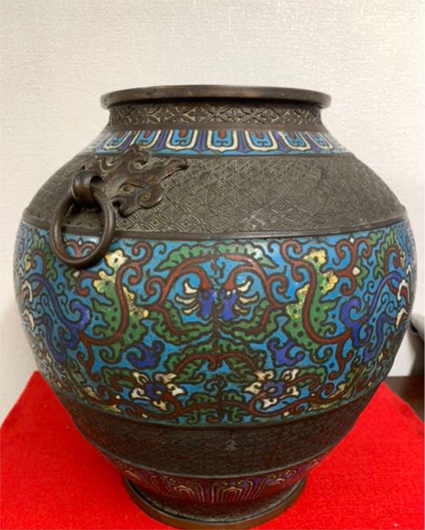 希少品］中国古美術明時代七宝焼壺古銅製