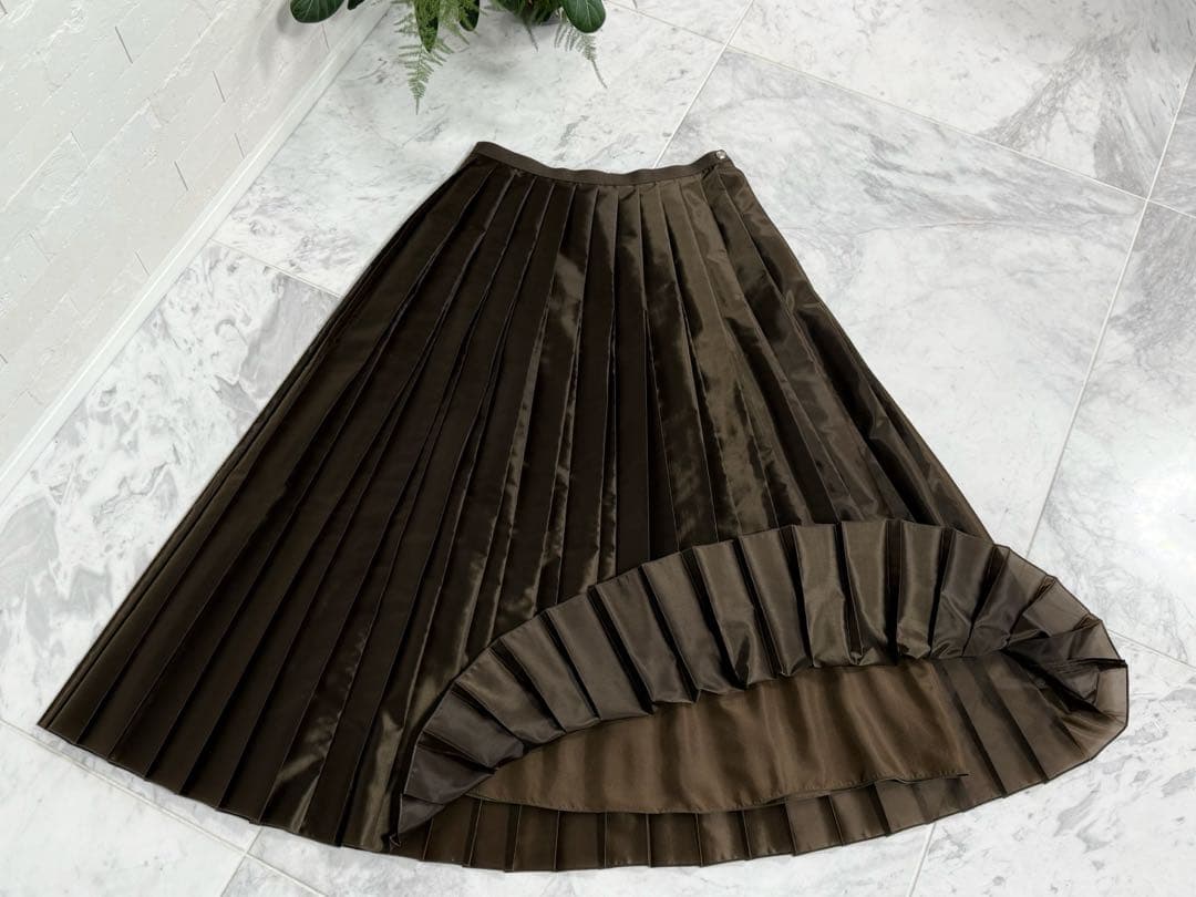 美品★24年Drawer ドゥロワー PRE2タフタプリーツスカート36