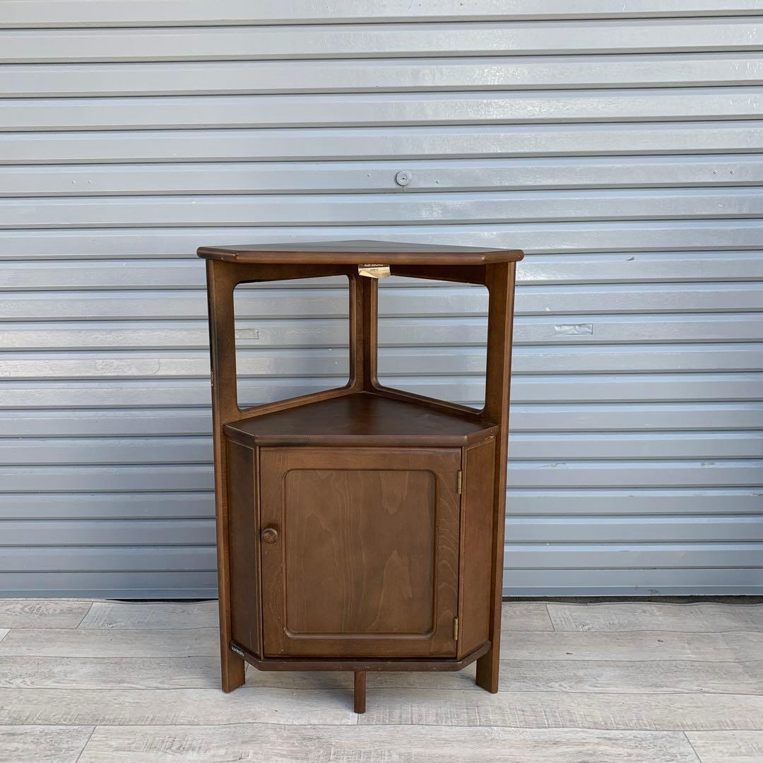 Karimoku カリモク コーナー 花台 電話台 サイドテーブル 三角 収納 Karimoku カリモク コーナー 花台 電話台 サイドテーブル 三角 収納