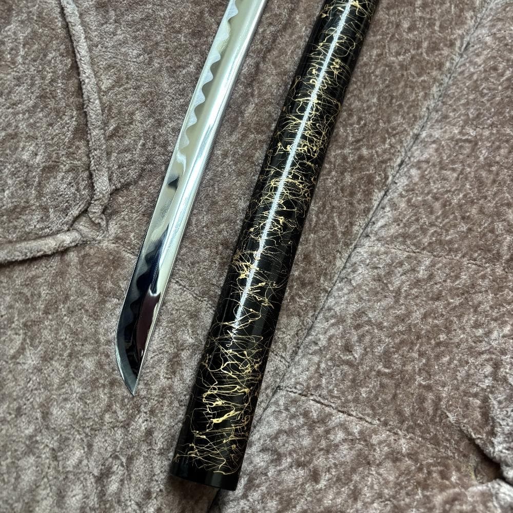 美品 龍神金具 模造刀 金糸塗鞘 互の目刃文 全長98cm 抜身912g 鑑賞用