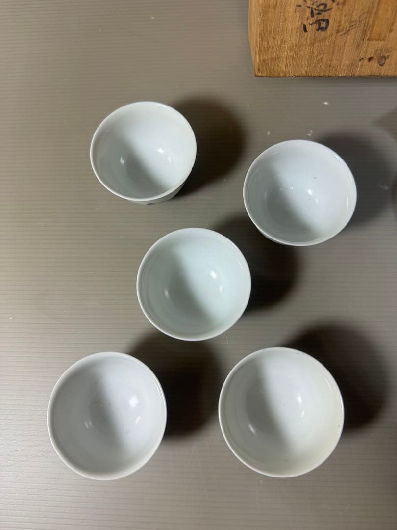 2340九谷焼　青九谷青花　染付山水　茶器セット　宝瓶1客　湯冷し1客　湯呑5客