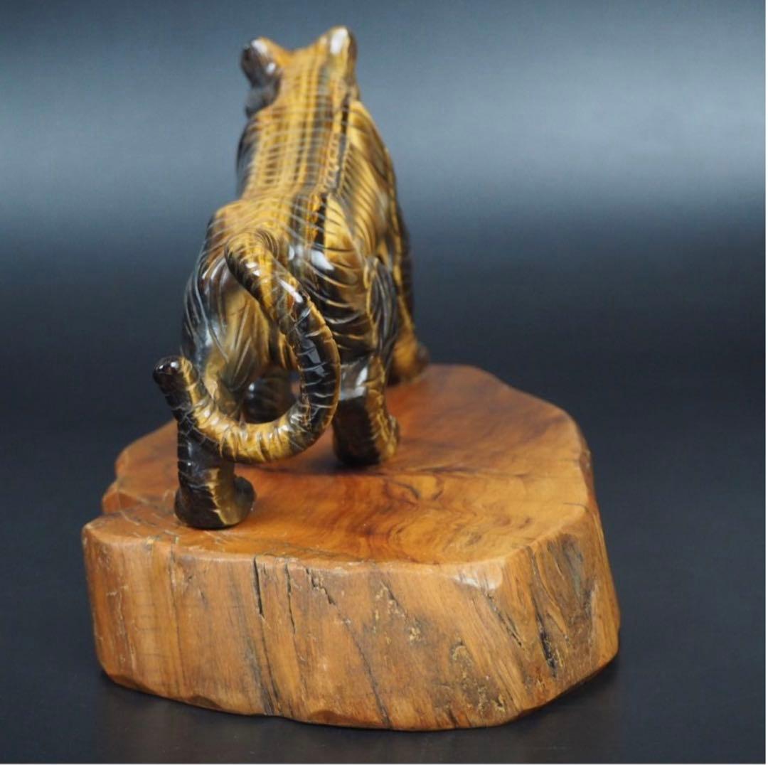 送料無料 リアルな虎目石（タイガーズアイ）彫刻 虎置物 ☆大珍品