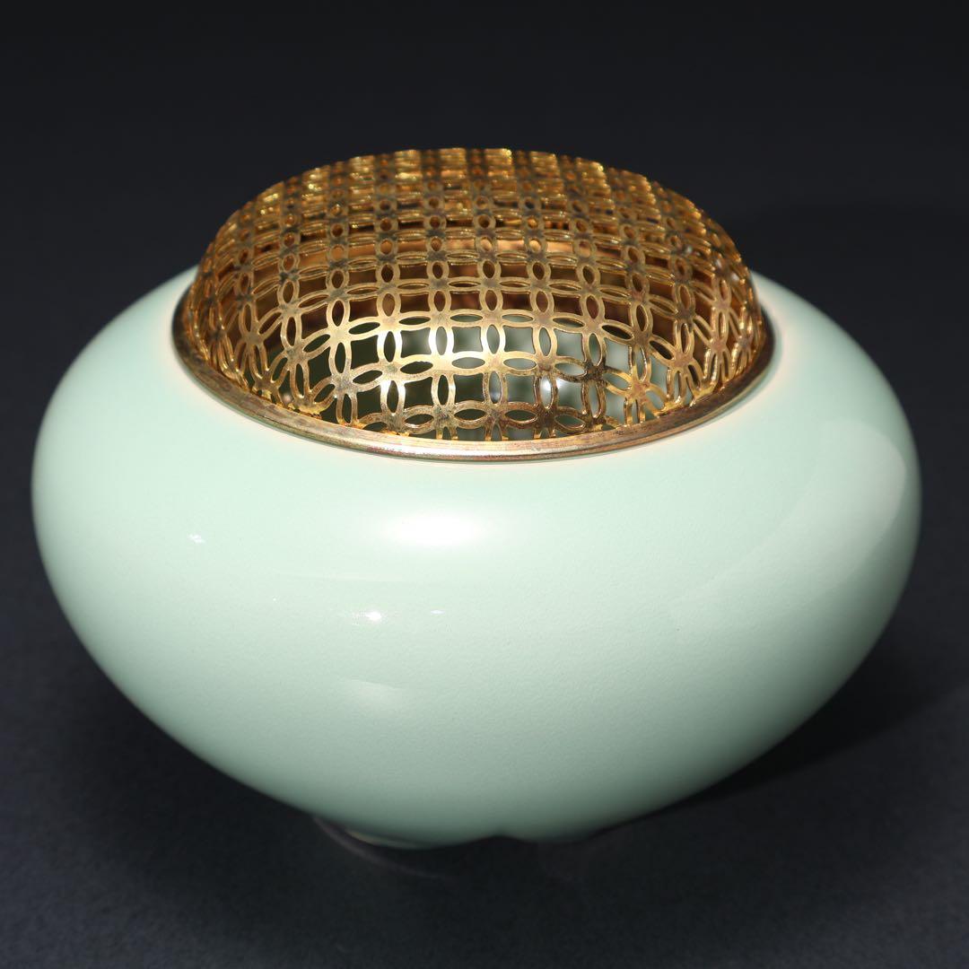 青磁香炉 三枝惣太郎 共箱 香道具 R1522ダN3