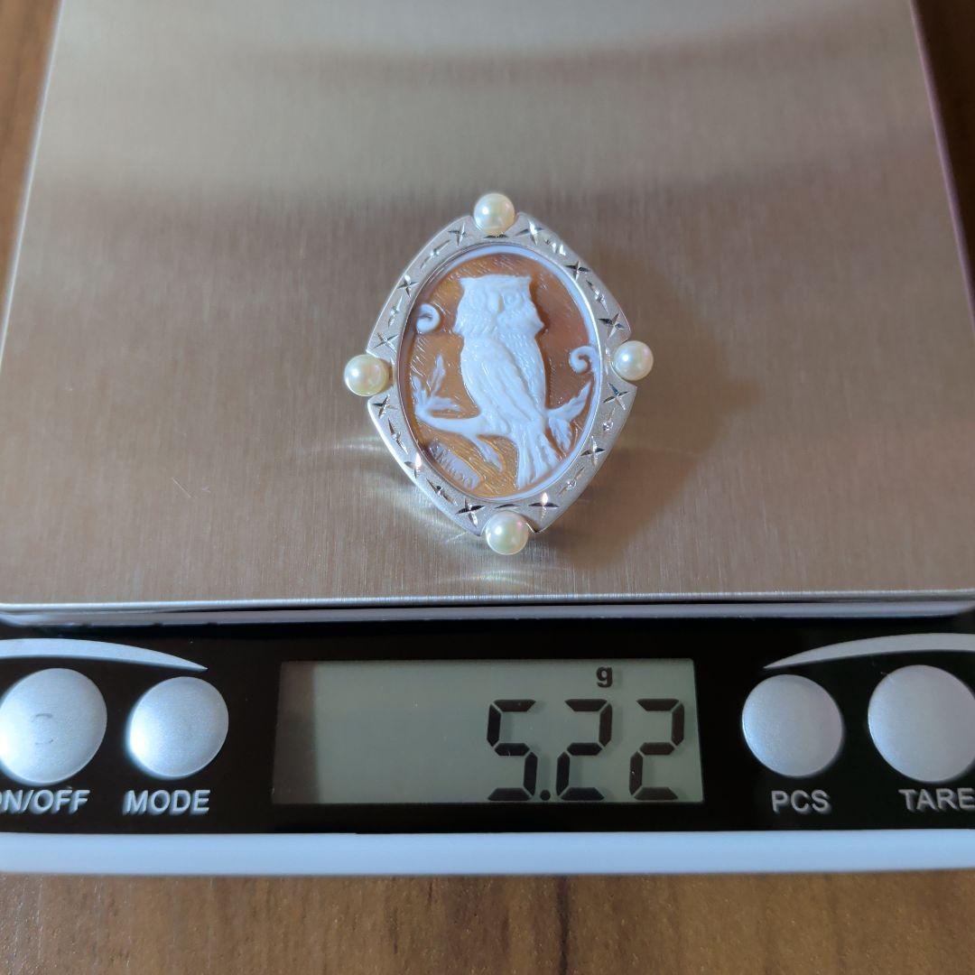 ブローチ ペンダントトップ 2way K18 K14 WG シェルカメオ 真珠 - メルカリ