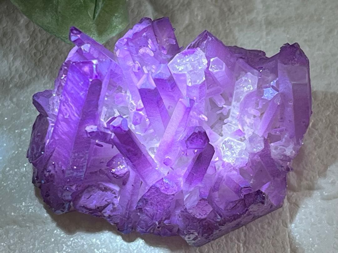 チャネリング✨ パープル オーラ水晶 クリスタル クラスター 原石 美術