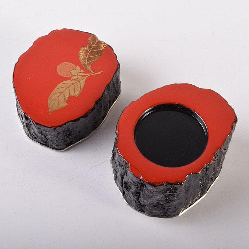 茶道具　中村宗悦作　玄々斎好　金蒔絵　筆柿香合　共布共箱　V　7088