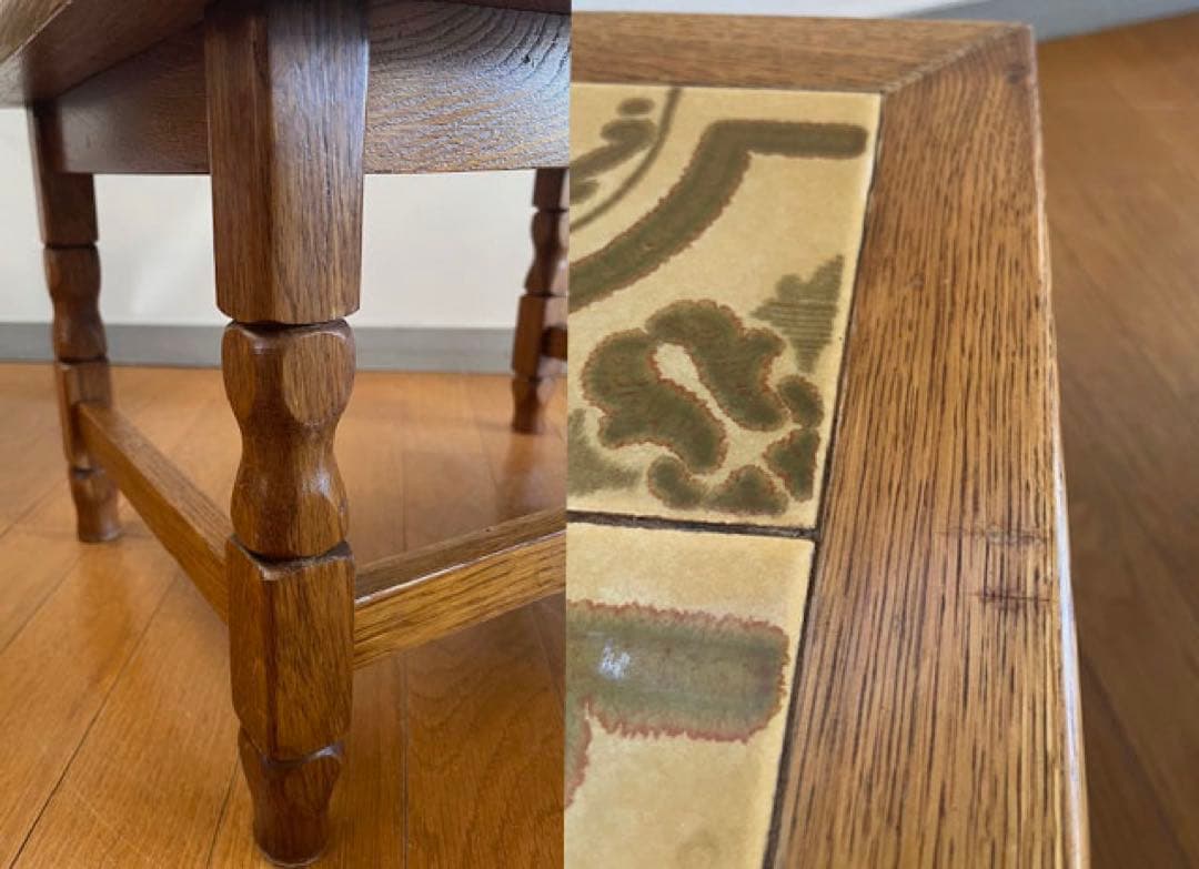 ヴィンテージ ルーマニア タイルトップ ネストテーブル オーク サイド