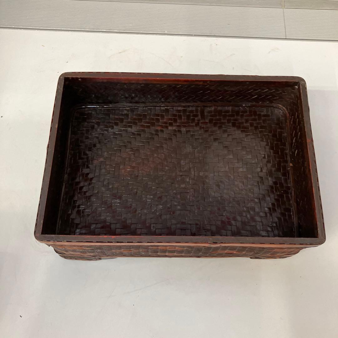 ヴィンテージ 上海手工芸品 籐製 フーフードッグ 獅子 犬 バスケット