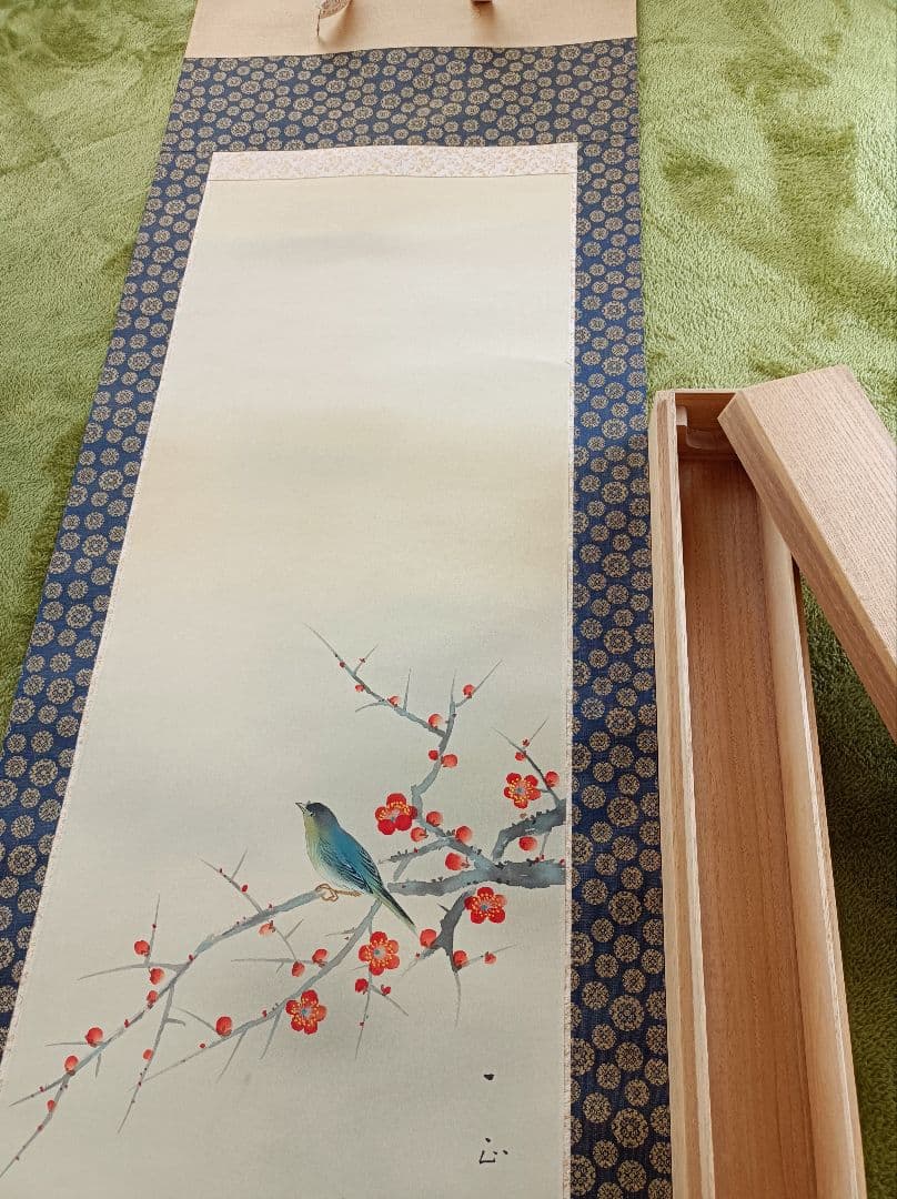 美品 軸 開運 福 おもてなし 絵 幸運 青鳥 花 茶 中国 美術 インテリア 美品 軸 開運 福 おもてなし 絵 幸運 青鳥 花 茶 中国 美術 インテリア