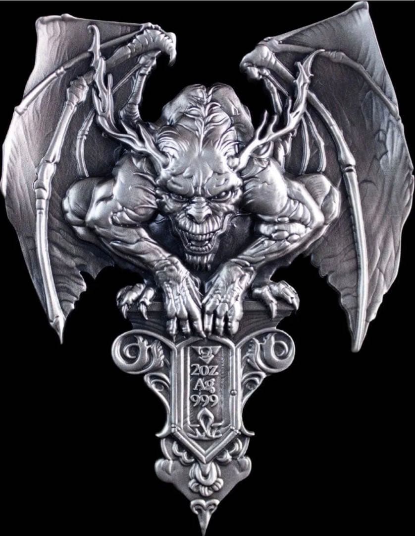 銀貨 ガーゴイル ハイレリーフ アンティーク 2オンス 2oz メダル