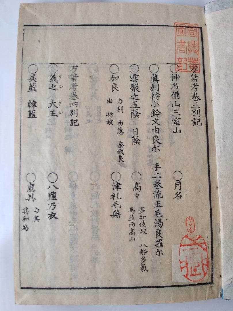 『 万葉考別記 全3冊 』一・二、三・四、五・六 三冊（全6巻合本三冊揃） 美品