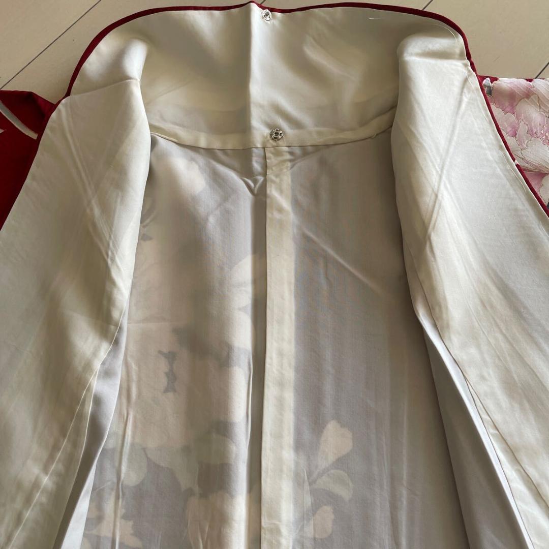 □E4124□美品□紅海老茶色 花尽くし 京友禅 袷 振袖 丈166 裄68