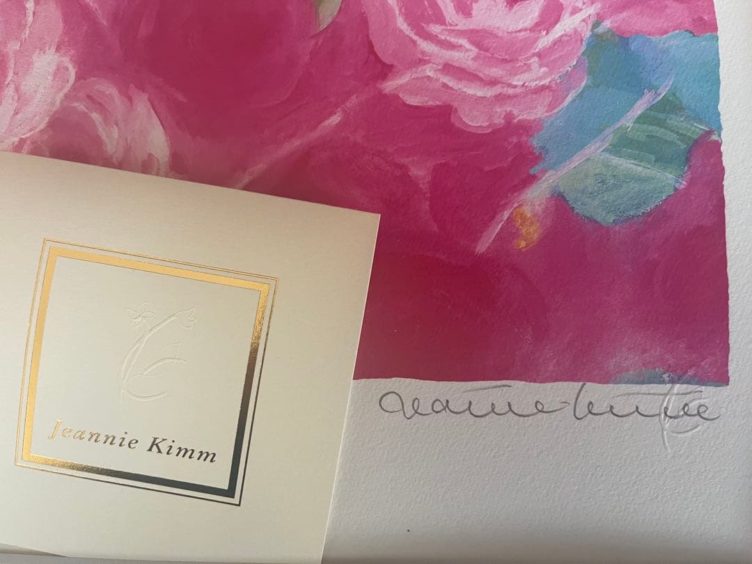 額入り版画 限定ジクレー ジニーキム バラの花 現行品 サイン.ED.証明書