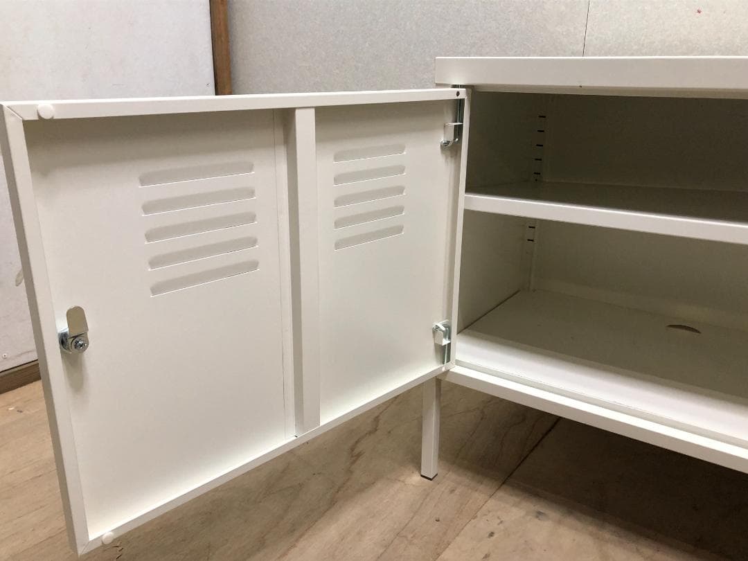 イケア-】IKEA PS キャビネット ホワイト 鍵付き 250128-1