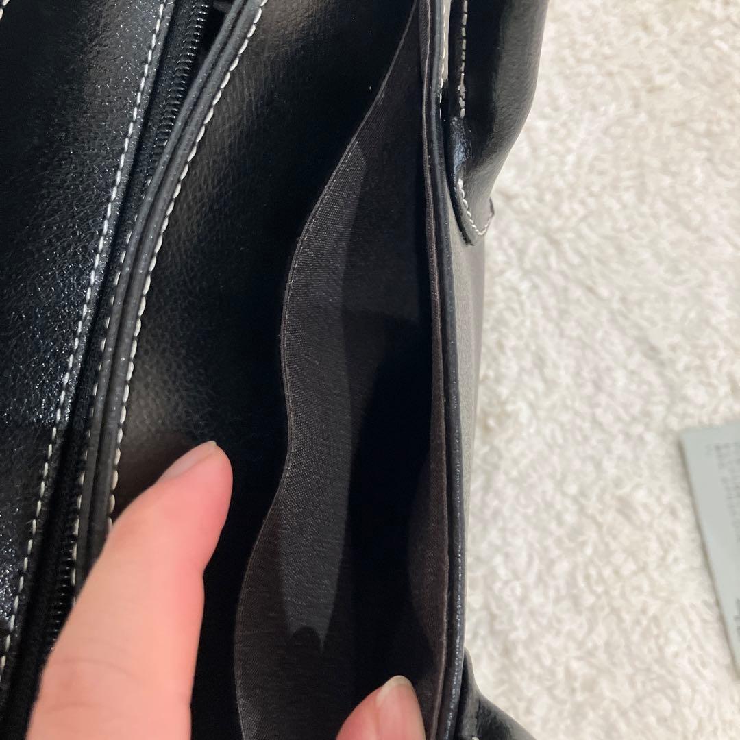 【極美品】濱野鞄/ハンドバッグ/金具/レザー/黒/ハマノ/HAMANO/南京錠