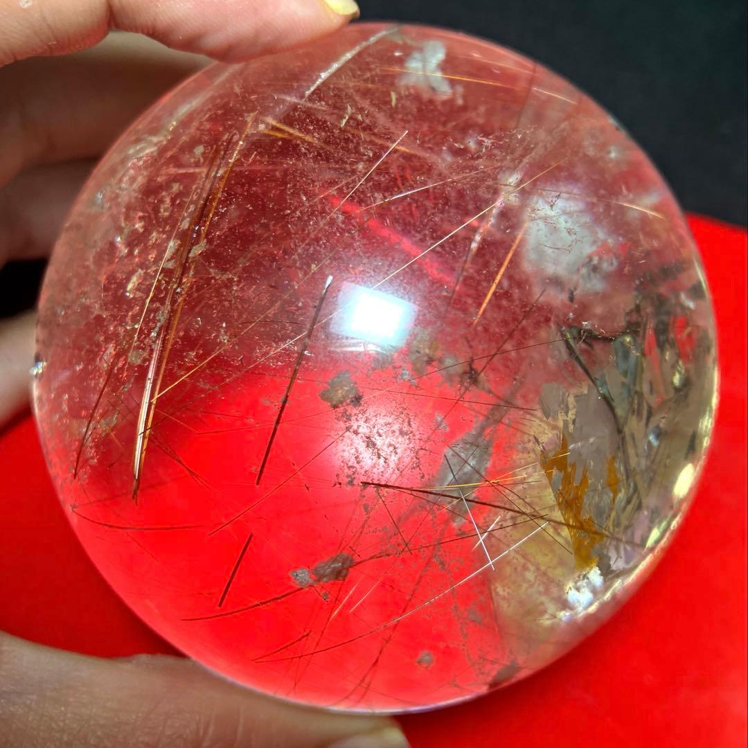 超特大 83mm ゴールドレッドブロンズルチルクォーツ 金針水晶