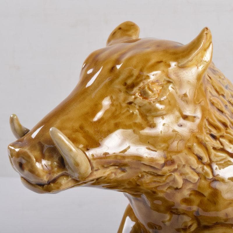 九谷焼 柳雨軒 三代八十吉 徳田正彦作 獅子 干支置物 共布共箱 C 8408A