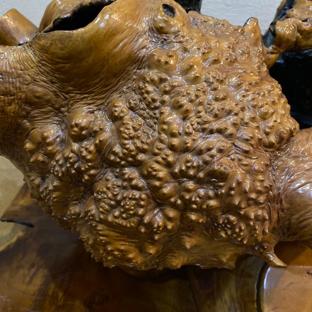 特上 桑の木の置物と置物台 木工 工芸品 ハンドメイド